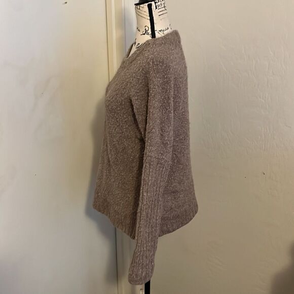 Anthropologie Sleeping On Snow Brown Fuzzy Style Pullover Sweater - Picture 2 of 10